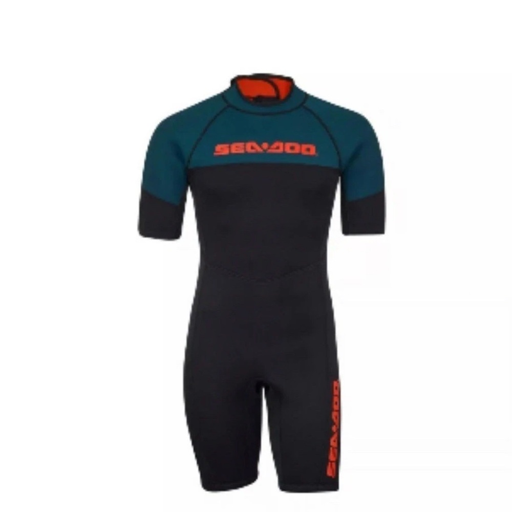 Men's Black and Teal Swim Wetsuit